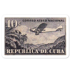 1950s Vintage Cuba Aviation Stamp - Bubble-free stickers
