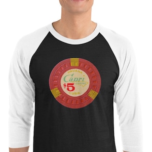 1950s Vintage Hotel Capri Casino Chip - 3/4 sleeve raglan shirt