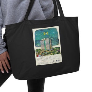 1950s Vintage Havana Hilton Hotel Casino Ad - Large organic tote bag
