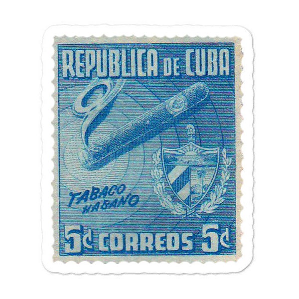 1940s - 1950s Vintage Cuba Cigar Stamp - Bubble-free stickers