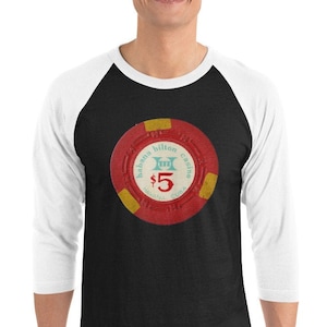 1950s Vintage Havana Hilton Hotel Casino Chip - 3/4 sleeve raglan shirt