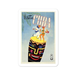 Jaren 1950 Vintage Cuba Travel Ad - Bubble-free stickers