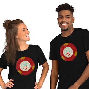 1950 Vintage Havana Hilton Casino Casino Chip - Korte mouwen Unisex T-shirt