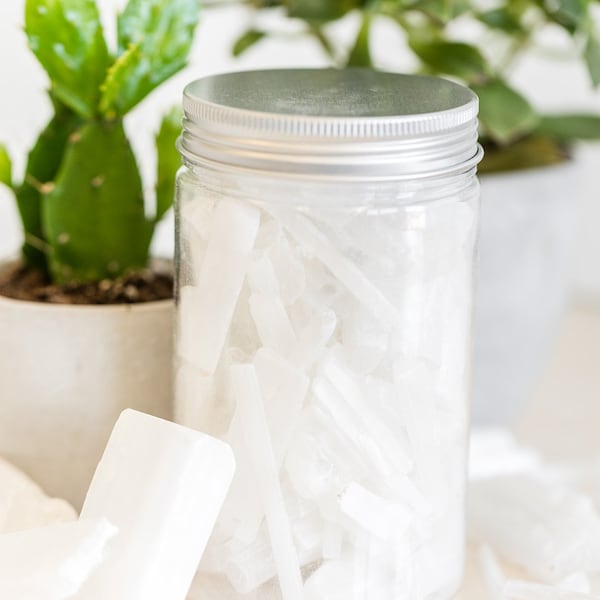 Selenite Pieces | 1 lb Jar of Selenite Pieces | Raw Selenite | Boho Decor | Boho | Selenite Chunks | Selenite | Crystals | Selenite Pieces