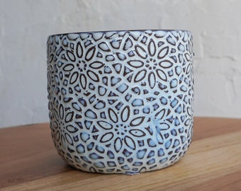 Mandala Mini Pot | Ceramic | Blue and White Pot | Boho | Home Decor | Navy | Tiny | Small | Desk Decor