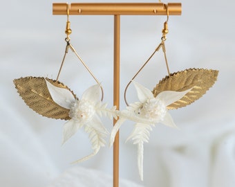Dried Floral Earrings | Boho Jewelry | Dried Flower Drop Earrings | Bridal Jewelry | Dried Flower Earrings | Angelina
