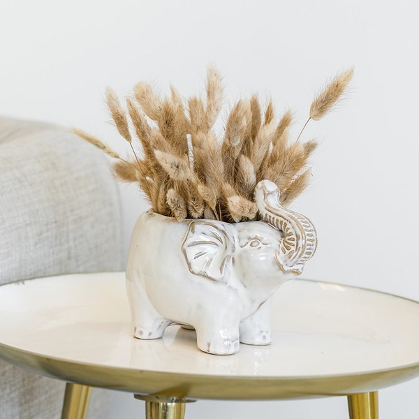 Large Ceramic Elephant Pot | Home Decor | Ceramic Vase | Elephant Vase | Desk Decor | Elephant Decor