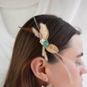 Decorative Floral Comb Boho Wedding Preserved Flower Mini Hair Comb Turquoise Floral Comb Bridal Accessory Bridesmaid Sedona image 2