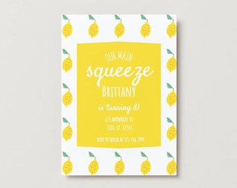 Our Main Squeeze Lemon Themed Birthday Party Invitation Canva Template