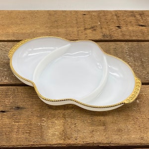 Fire King Milk Glass Divided Dish