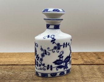Small Vintage Vienna Woods Blue Onion Decanter with chip