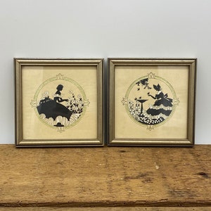 2 Vintage Silhouettes by Buzza Company - Victorian Wall Decor