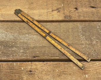 Antique Compact/Collapsible 24 inch Wooden Stanley No 62 Ruler