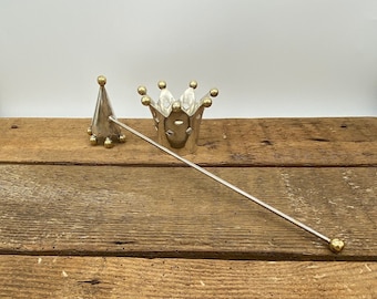 Crown and Ball Tapered Candle Holder and Matching Candle Snuffer