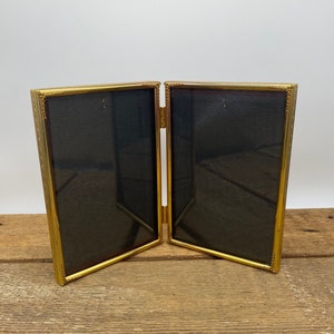 Vintage Gold Tone Hinged Double Picture Frame - 5&quot; x 7&quot;
