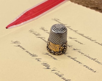 Antique Victorian Ketchum & McDougall Sterling Silver and 14kt. Gold Thimble