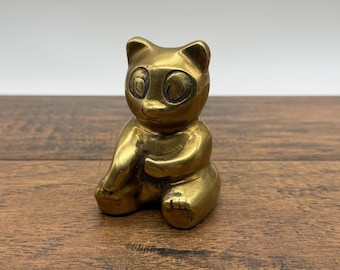 Vintage Brass Cat Figurine Decorative Paperweight