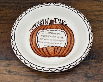 Vintage Pumpkin Pie Recipe Plate