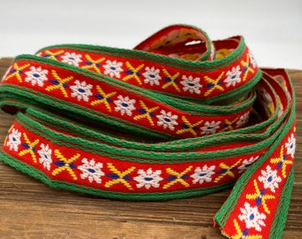 Red Floral Woven Trim