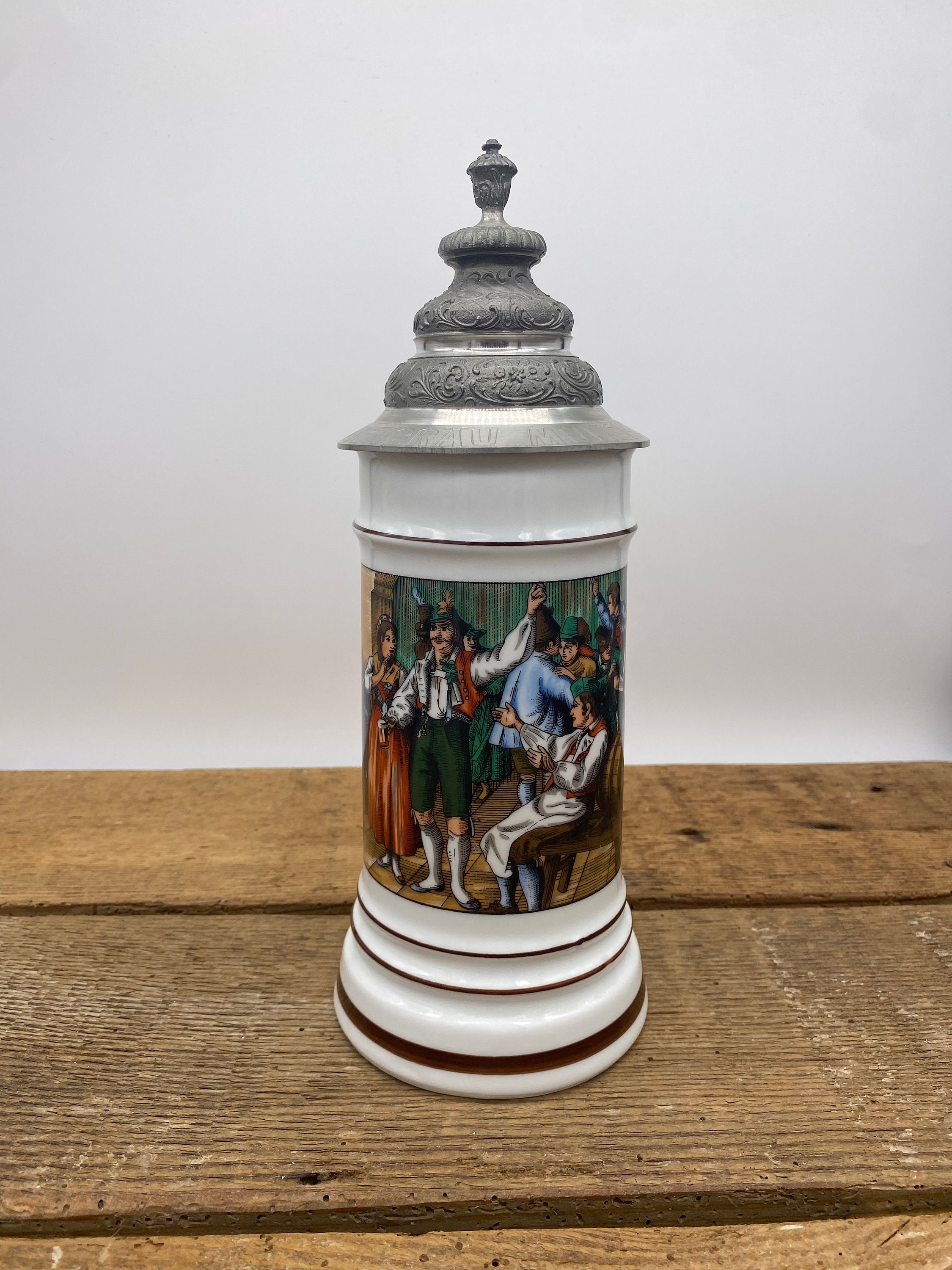 Rastal Grenzhausen Lowenbrau Munchen German Stein With Pewter Lid