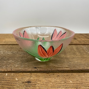 Signed Kosta Boda Pink Tulip Bowl - Scandinavian Glass Art