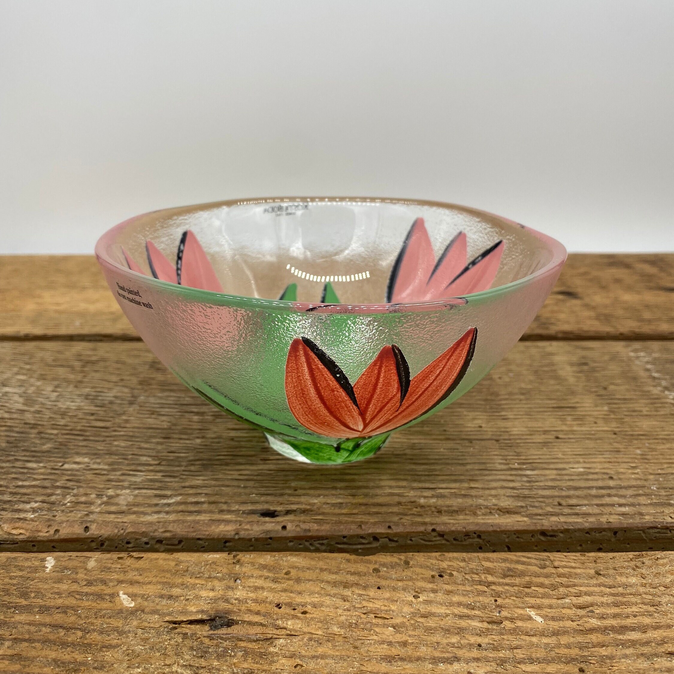Signed Kosta Boda Pink Tulip Bowl - Scandinavian Glass Art - Etsy