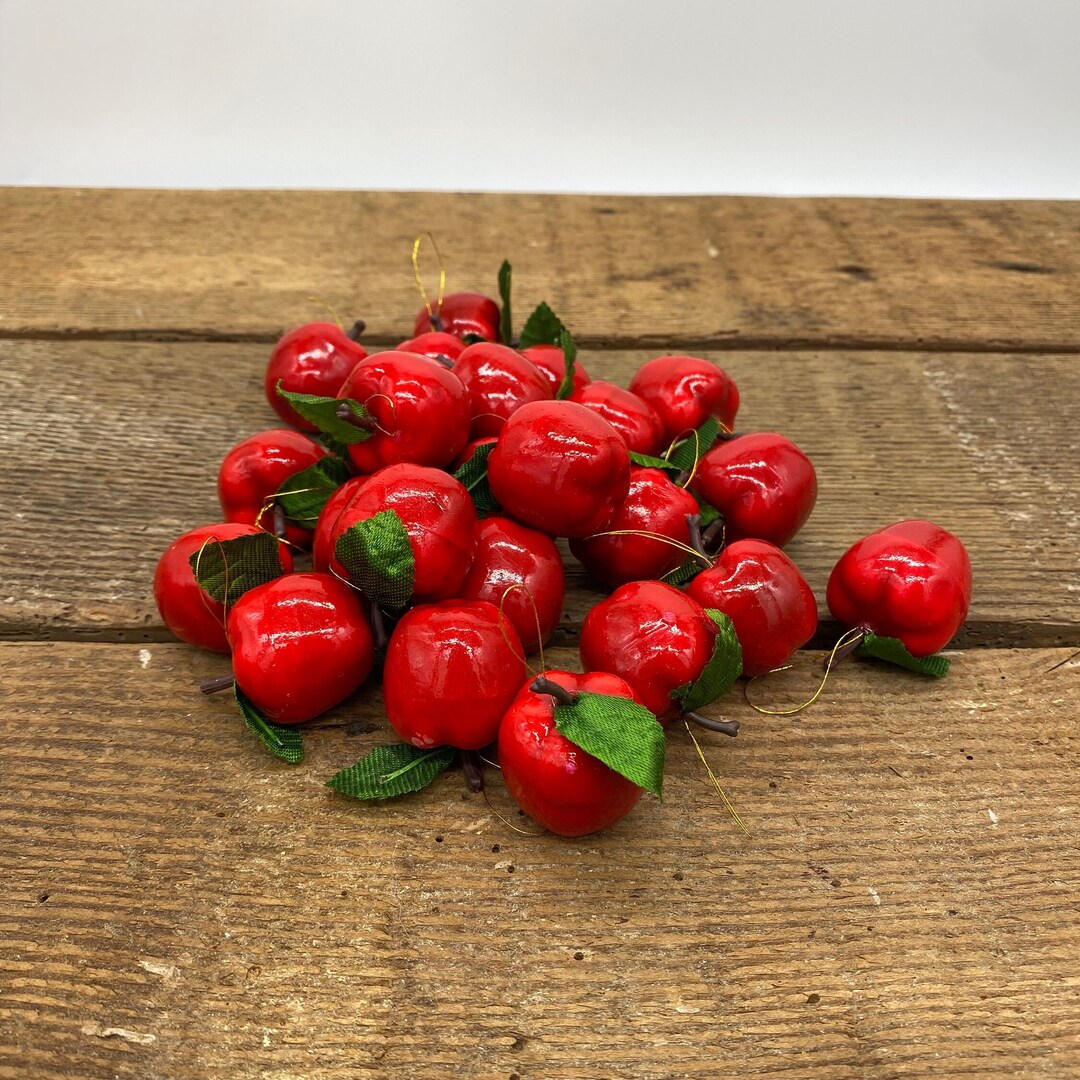 24 Vintage 1 Inch Apple Ornaments Etsy