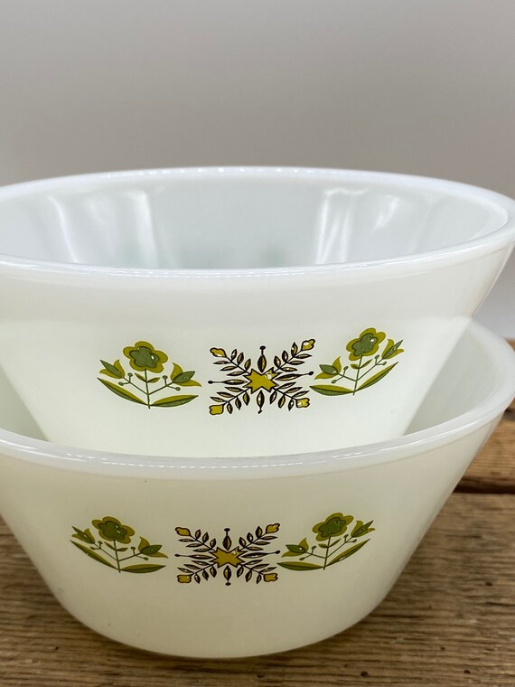 Fire King Meadow Green Anchor Hocking Handled Soup Bowl Set of 2