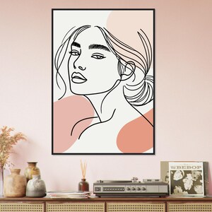 Asta in Neutrals - Opera d'arte minimalista di donna - Pronta da appendere (incorniciata)