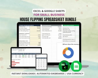 House Flipping Spreadsheet Bundle | Fix and Flip Budget, ROI, Rehab & Deal Analyzer