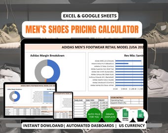 Men's Shoe Business Pricing Calculator | Excel & Google Sheets (Digital Download)