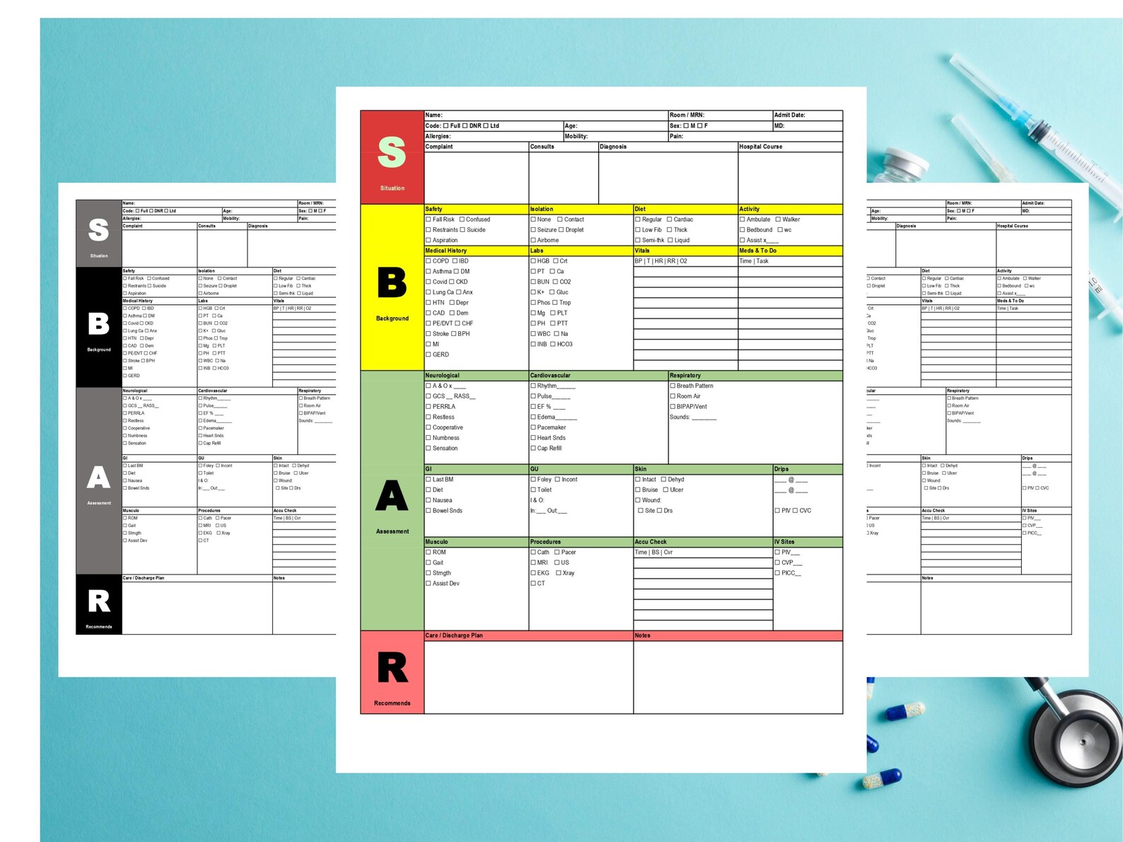 SBAR Nursing Report Sheet | Nurse Handoff Template (printable PDF ...