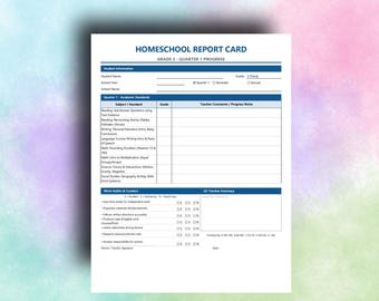 Grade 3 Elementary Homeschool Q1-Q4 - Report Card Template | Editable, Printable (PDF DOC)