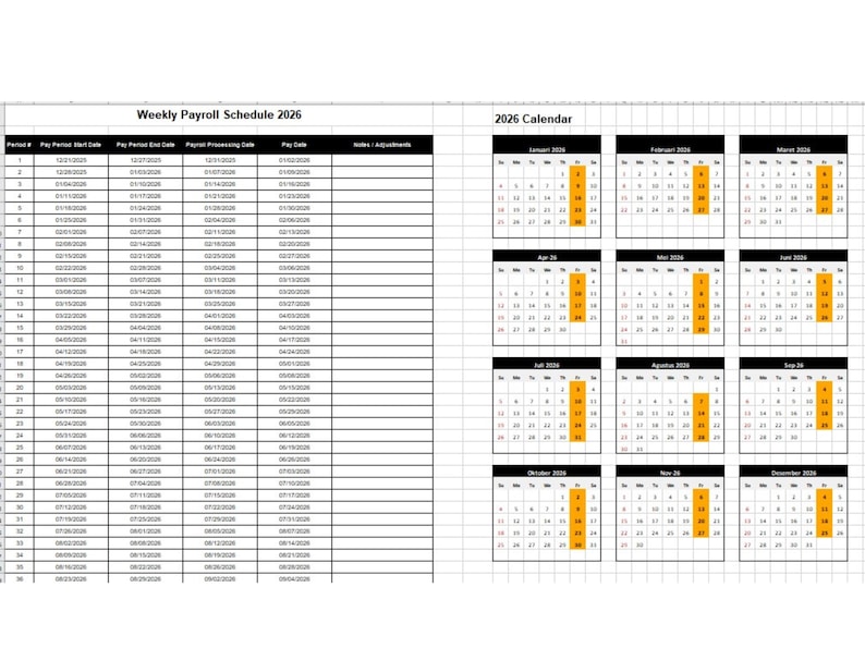 Payroll Calendar 2026 | Weekly, Biweekly &amp; Monthly Pay Schedule | HR ...