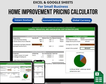 Home Improvement Pricing Calculators | Excel & Google Sheets Contractor Estimate Tool Easy