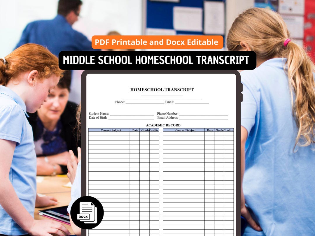 Homeschool Transcript Template | Middle & High School, Editable PDF ...