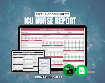 Feuille de rapport d'infirmière de soins intensifs imprimable | Fiche de réflexion sur les soins infirmiers en soins intensifs (téléchargement numérique)
