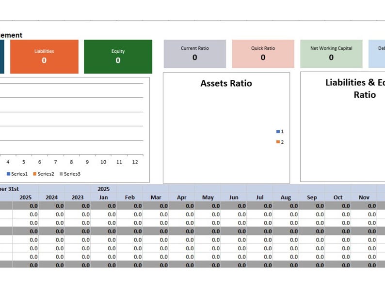 Balance Sheet Template | Automatic Financial Dashboard (microsoft Excel ...