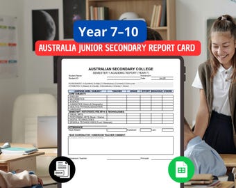 Australia Junior Secondary Report Card Template – Editable Excel & DOCX (Year 7-10)