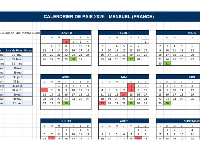Payroll Calendar France 2026 | Weekly, Biweekly &amp; Monthly Pay Schedule ...
