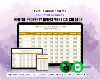 Rental Property Analyzer | Investment Calculator Spreadsheet (Digital Download)