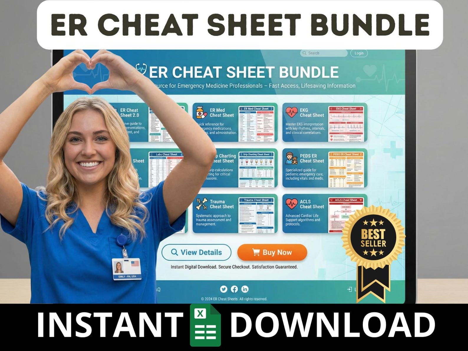 Nursing ER Cheat Sheet Bundle | Digital Excel and Printable - Etsy