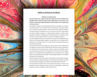 Medical Power of Attorney Form | Printable Healthcare Directive (Editable PDF & Docx)