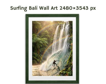 Bali Surfing Wandbild - Tropische Strand Wellen Druck (Digitaler Download)