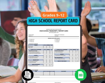 Editable High School Transcript Template – Grades 9-12 (Excel & Word Docx, Printable School Records)