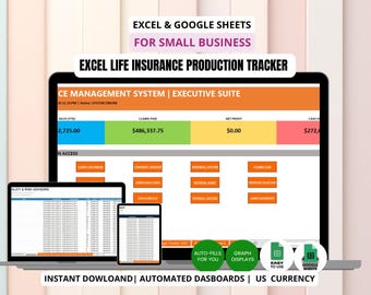 Excel Lebensversicherung Produktion Tracker | Makler Umsatz Tabelle (Digital)