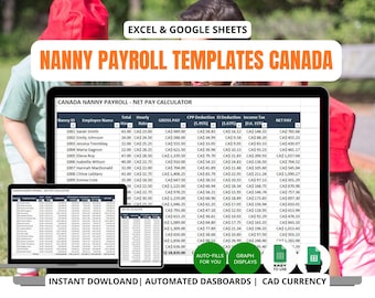 Nanny Payroll Templates Canada | Editable Childcare Payroll Spreadsheet | CRA-Compliant Pay Calculator | Printable & Digital Use