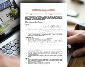 Commercial Lease Agreement Template | Property Lease Contract | Editable PDF & DOC File | Instant Download
