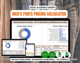 Men's Pants Pricing Calculator | Jeans Business Spreadsheet (Digital Download)