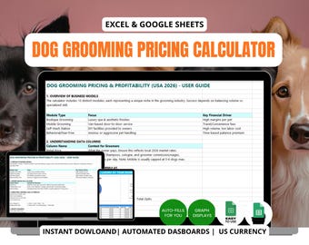 Hundepflege Preisrechner Tabelle | Genaue Kosten & Profit Rechner für Pet Care Tool
